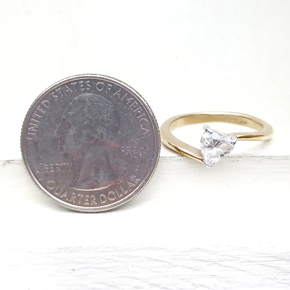 14K GE ESPO (Joseph Esposito) Heart Shape CZ Stone Gold Ring - Picture 7 of 8
